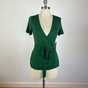 ModCloth Wrap Tie Blouse in Green
